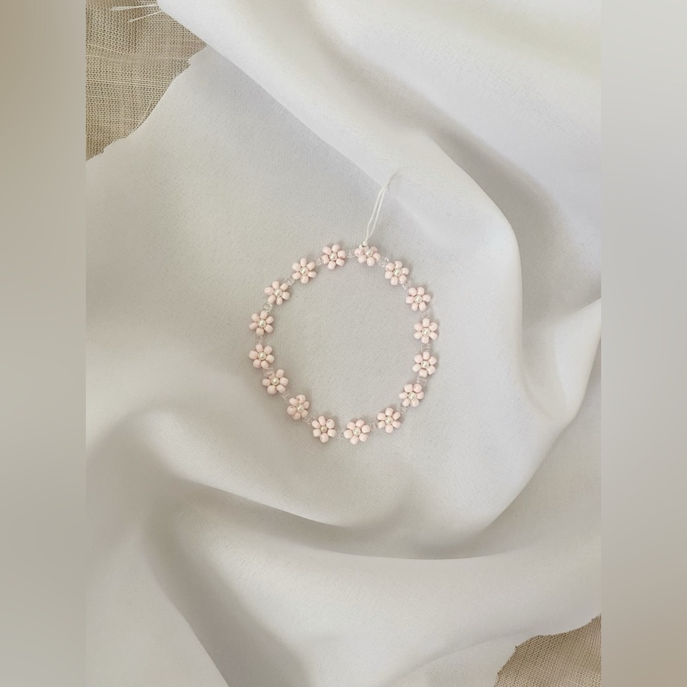 Pink Floral Beaded Phone Charm